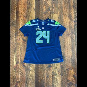 Marshawn Lynch superbowl on field seahawks Jersey